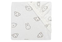 Cearșaf cu elastic Jollein din jerseu pentru leagăn - Miffy and Friends - 40/50x80/90 cm - bumbac, certificat Oeko-TEX 1