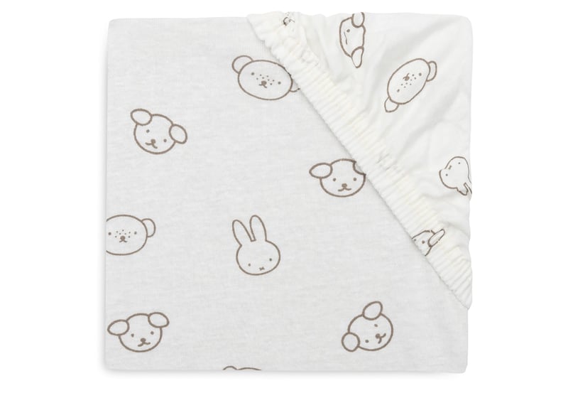 Cearșaf cu elastic Jollein din jerseu pentru leagăn - Miffy and Friends - 40/50x80/90 cm - bumbac, certificat Oeko-TEX