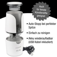 Elektrické strúhadlo na ceruzky JOLLY Herbert s USB, automatickým vypínaním, pre umelecké ceruzky a ceruzky s hrubou tuhou, biele – použité 7