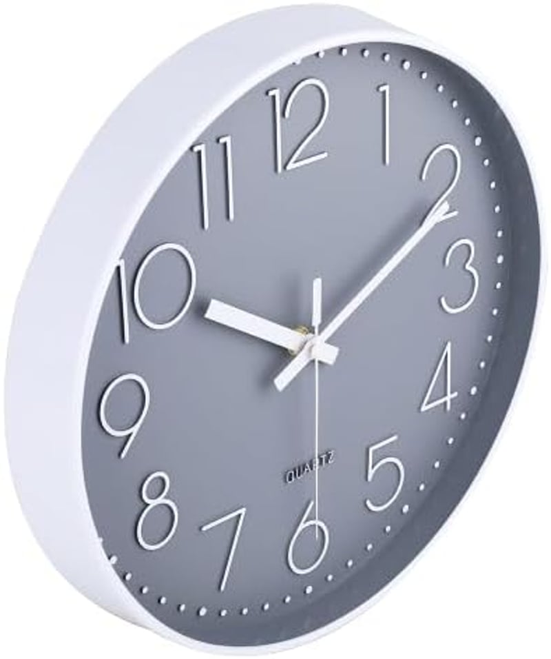 jomparis 20 cm Modern Kvarcóra Néma Falióra Szürke Analóg Dekoráció Nappali Gyerekszoba Konyha Iroda - 20 Cm, Grey