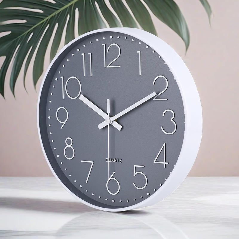 jomparis 20 cm Modern Kvarcóra Néma Falióra Szürke Analóg Dekoráció Nappali Gyerekszoba Konyha Iroda - 20 Cm, Grey