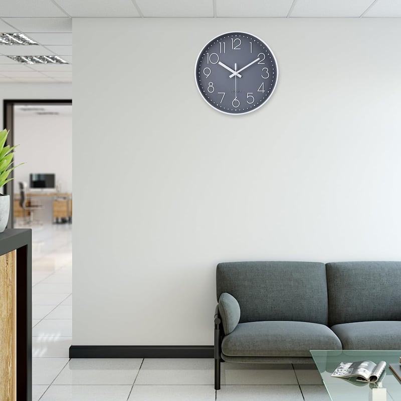 jomparis 20 cm Modern Kvarcóra Néma Falióra Szürke Analóg Dekoráció Nappali Gyerekszoba Konyha Iroda - 20 Cm, Grey