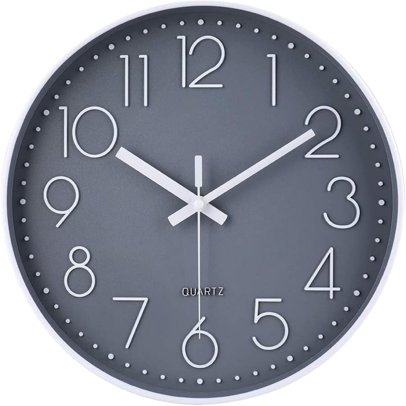 jomparis 20 cm Modern Kvarcóra Néma Falióra Szürke Analóg Dekoráció Nappali Gyerekszoba Konyha Iroda - 20 Cm, Grey