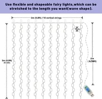 Jonurphy LED Fényfüggöny 3x3m 300 LED - USB Működtetésű, 8 Világítási Mód, Távirányítóval, Időzítővel - Beltéri/Kültéri Dekoráció Falra, Szo 4