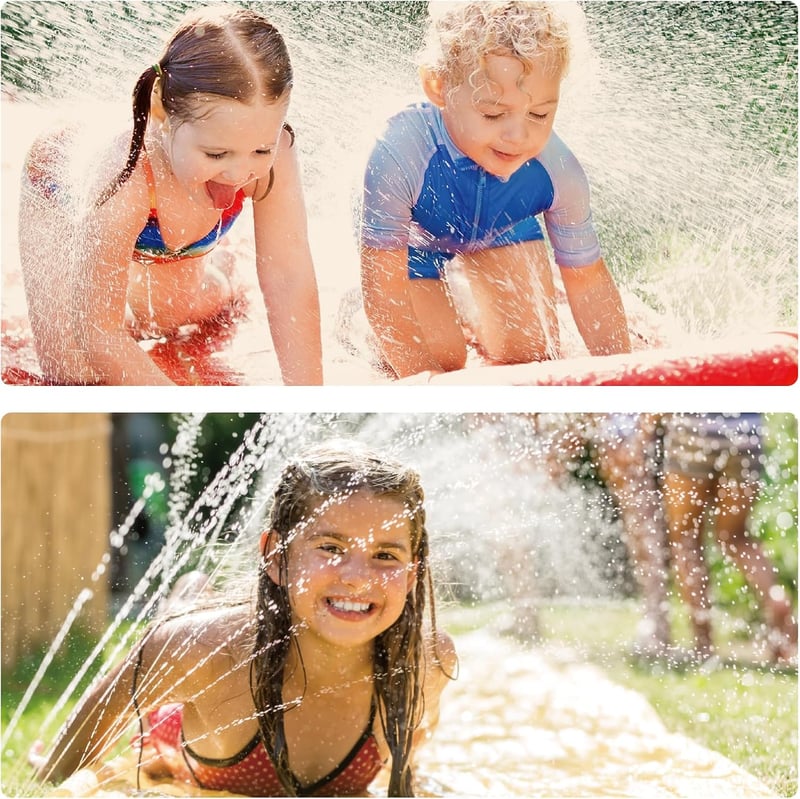 jooeer Dupla Vízcsúszda Felfújható Slip n Slide 6m Kerti Vízjáték Testdeszkával Locsolóval