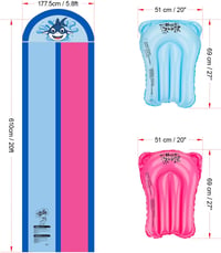jooeer Dupla Vízcsúszda Felfújható Slip n Slide 6m Kerti Vízjáték Testdeszkával Locsolóval 3