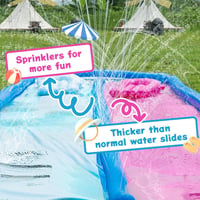 jooeer Dupla Vízcsúszda Felfújható Slip n Slide 6m Kerti Vízjáték Testdeszkával Locsolóval 4
