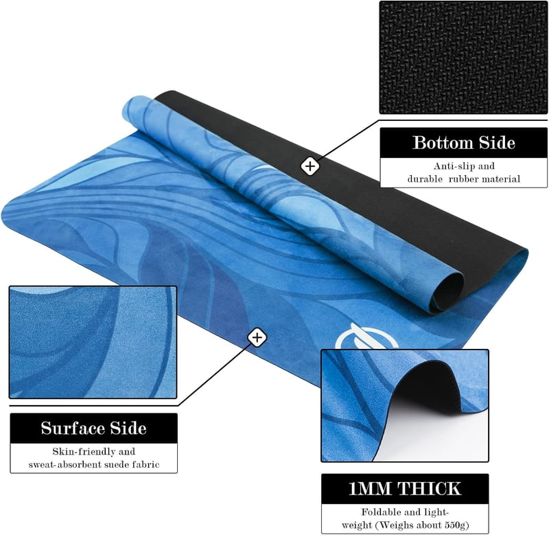 jooeer Pilates Reformer Mat Csúszásmentes Jóga Edzőpad Izzadságfelvevő 96x56cm - blue