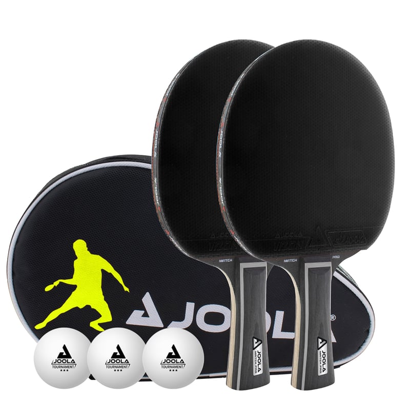 JOOLA Black Duo PRO asztalitenisz szett 2 ütővel, 3 labdával és tokkal - fekete
