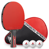 Stolnotenisová raketa JOOLA Carbon Control pre pokročilých – set Carbon Speed so 40+ mm prémiovými loptičkami a obalom 1