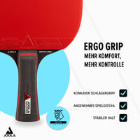 Paletă de tenis de masă JOOLA Match Pro, aprobată ITTF, 4 stele, grosime burete 1,8 mm, paletă de competiție allround, negru/roșu 4