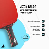 Paletă de tenis de masă JOOLA Match Pro, aprobată ITTF, 4 stele, grosime burete 1,8 mm, paletă de competiție allround, negru/roșu 3