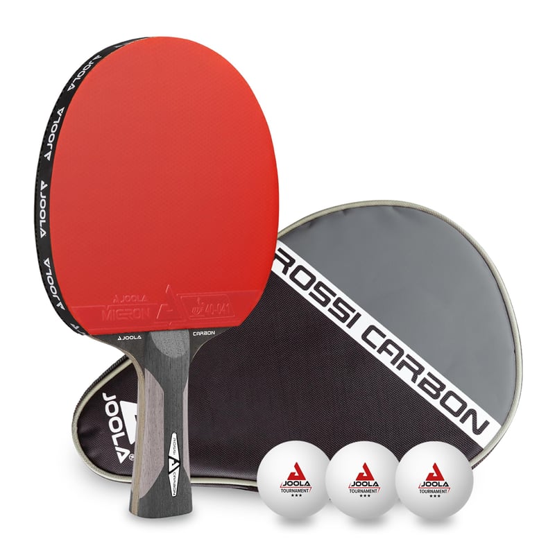 Stolnotenisová raketa JOOLA Rosskopf Carbon Profi – schválená ITTF, pre pokročilých hráčov, 29,5 cm, s puzdrom a 3 loptičkami