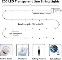 Joomer 20m 200 LED Karácsonyi Fényfüzér Színes Kültéri Vízálló Dekoráció Elemmel 7