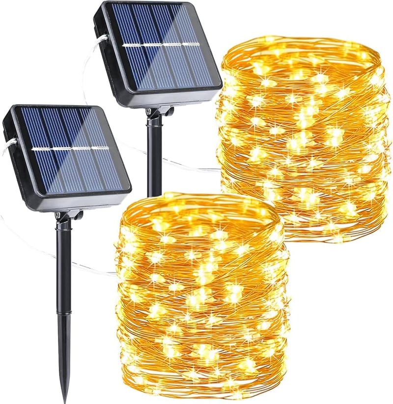 Joomer 2db Napelemes Tündérfény 12m 120 LED Meleg Fehér Kültéri Vízálló
