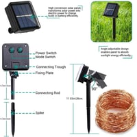 Joomer 2db Napelemes Tündérfény 12m 120 LED Meleg Fehér Kültéri Vízálló 5