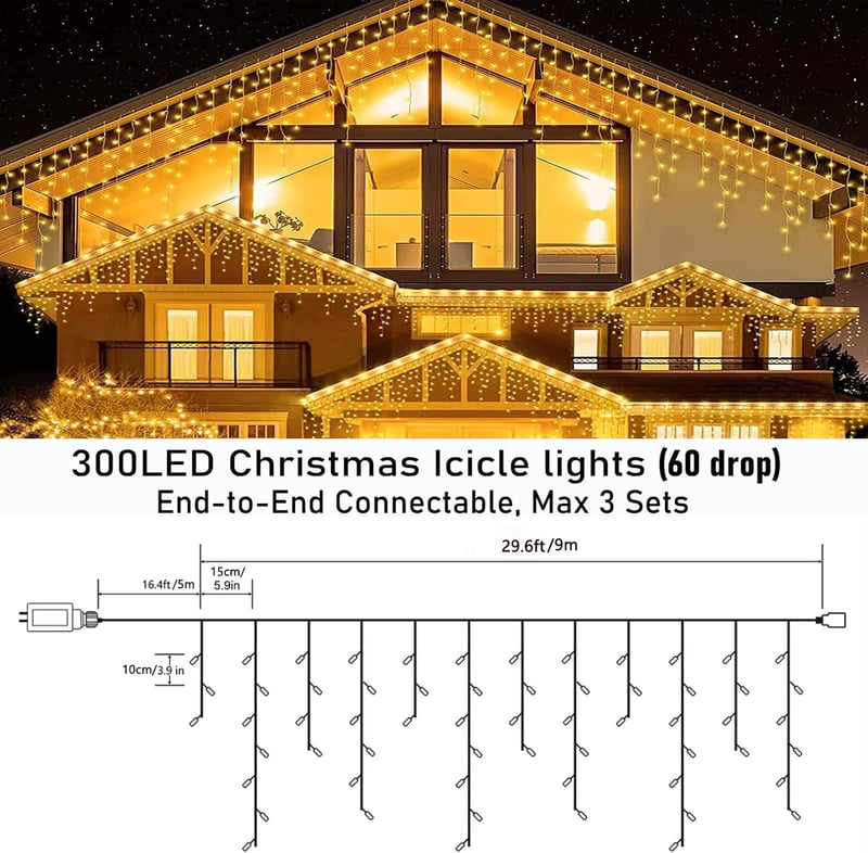 Joomer 300/400 LED Jégcsap Fényfüzér Karácsonyi Dekoráció
