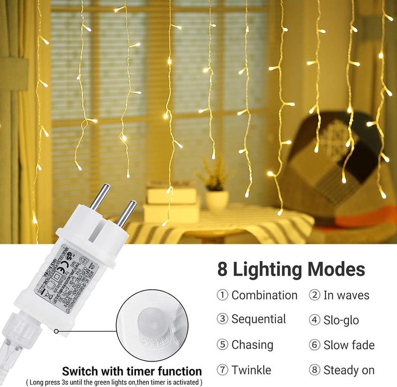 Joomer 300/400 LED Jégcsap Fényfüzér Karácsonyi Dekoráció