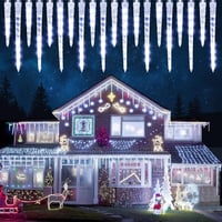 Joomer Jégcsap Fényfüzér Kültéri 320 LED - 4m Hideg Fehér Meteoreső Hatású Karácsonyi Világítás Időzítővel, Vízálló Ablakdísz 20 Jégcsappal 6