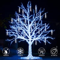 Joomer Jégcsap Fényfüzér Kültéri 320 LED - 4m Hideg Fehér Meteoreső Hatású Karácsonyi Világítás Időzítővel, Vízálló Ablakdísz 20 Jégcsappal 4