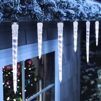 Joomer Jégcsap Fényfüzér Kültéri 320 LED - 4m Hideg Fehér Meteoreső Hatású Karácsonyi Világítás Időzítővel, Vízálló Ablakdísz 20 Jégcsappal 3