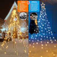 Joomer Karácsonyi Fényfüzér Csillaggal - 2,1m x 10 Ág, 450 LED, Meleg Fehér, Távirányítós, 8 Világítási Mód, Kültéri-Beltéri Dekoráció 6