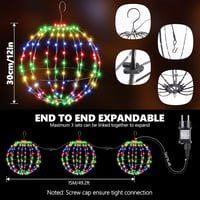 Joomer Kültéri Karácsonyi Világítás - 30 cm Függő Gömb Lámpa 120 LED-del - 8 Üzemmód, Időzítő, Vízálló, IP44 - Kert, Nappali, Parti Dekoráci 2