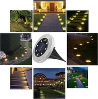 Lămpi solare de exterior Joomer cu 8 LED-uri, set de 12 bucăți, lumină albă caldă 3000K, lampă solară de grădină 2