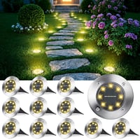 Lămpi solare de exterior Joomer cu 8 LED-uri, set de 12 bucăți, lumină albă caldă 3000K, lampă solară de grădină 1