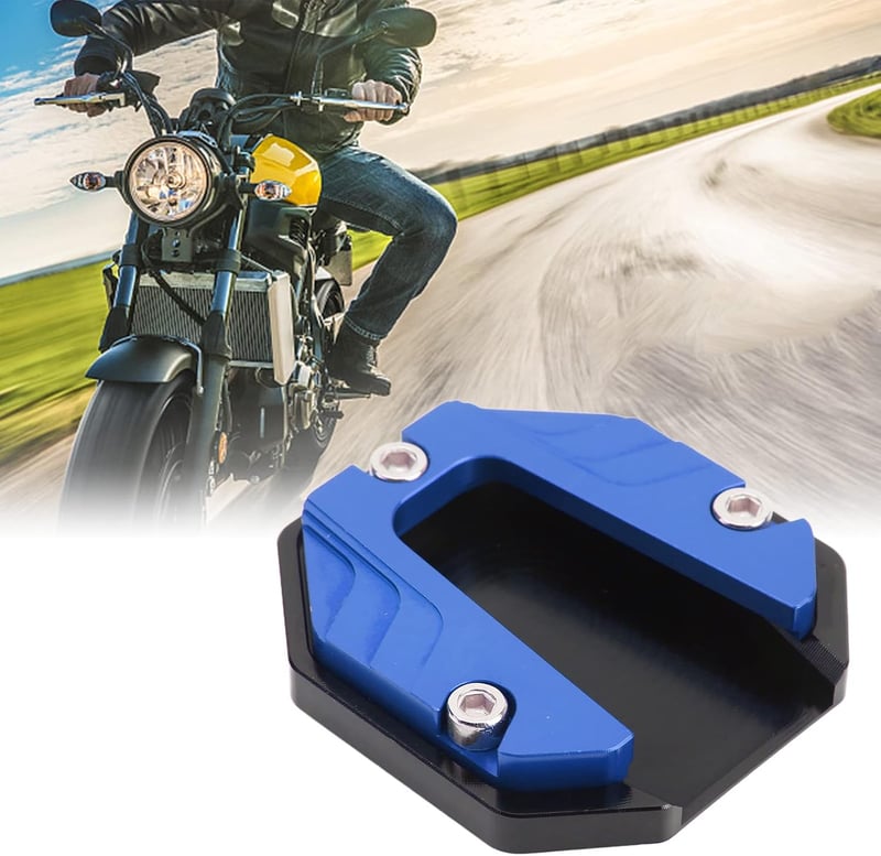 Jopwkuin Univerzális oldaltámasz talplemez hosszabbító, masszív kopásálló állványbetét puha talajra, kék motorhoz