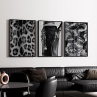 JORCEDI set od 3 postera, leopard uzorak i moderne zidne slike, motiv usana koje se ljube, moderno uređenje doma za dnevni boravak i spavaću sobu, 50x70 cm 1