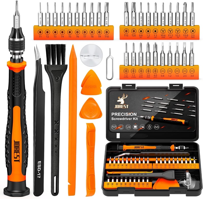 JOREST 40 részes precíziós csavarhúzó készlet Torx T1-T10 triwing csillag csavarokhoz - 40 in 1 CRV