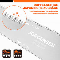 Jorgensen 125mm Japán Fűrész SK5 Pengével, Kétoldalas Húzófűrész Famunkához 2