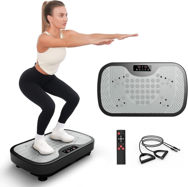 JOROTO JV30 Vibrációs Tréning Platform Otthoni Edzéshez 9 Rezgés Mód 99 Intenzitás Szint Ellenállás Gumikötél Távirányító 150kg - Black