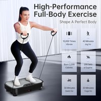JOROTO JV30 Vibrációs Tréning Platform Otthoni Edzéshez 9 Rezgés Mód 99 Intenzitás Szint Ellenállás Gumikötél Távirányító 150kg - Black 3
