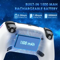 Controller wireless JORREP pentru PS5/Pro/Steam Deck/PC/MAC/iOS - iluminare RGB, vibrații duble, turbo, senzor de mișcare, 1500mAh, alb 6