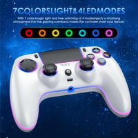 Controller wireless JORREP pentru PS5/Pro/Steam Deck/PC/MAC/iOS - iluminare RGB, vibrații duble, turbo, senzor de mișcare, 1500mAh, alb 3