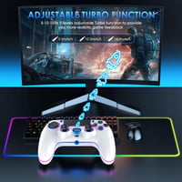 Controller wireless JORREP pentru PS5/Pro/Steam Deck/PC/MAC/iOS - iluminare RGB, vibrații duble, turbo, senzor de mișcare, 1500mAh, alb 9