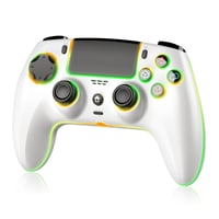 Controller wireless JORREP pentru PS5/Pro/Steam Deck/PC/MAC/iOS - iluminare RGB, vibrații duble, turbo, senzor de mișcare, 1500mAh, alb 1