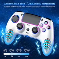 Controller wireless JORREP pentru PS5/Pro/Steam Deck/PC/MAC/iOS - iluminare RGB, vibrații duble, turbo, senzor de mișcare, 1500mAh, alb 4