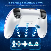 Controller wireless JORREP pentru PS5/Pro/Steam Deck/PC/MAC/iOS - iluminare RGB, vibrații duble, turbo, senzor de mișcare, 1500mAh, alb 5