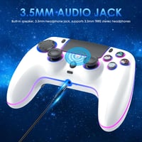 Controller wireless JORREP pentru PS5/Pro/Steam Deck/PC/MAC/iOS - iluminare RGB, vibrații duble, turbo, senzor de mișcare, 1500mAh, alb 8
