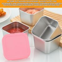 Set 3 recipiente din oțel inoxidabil pentru gustări cu capac, 180 ml, pentru sosuri, dressing de salată, condimente, etanșe, accesorii pentru cutie Bento, pentru scufundat 6