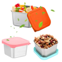 Set 3 recipiente din oțel inoxidabil pentru gustări cu capac, 180 ml, pentru sosuri, dressing de salată, condimente, etanșe, accesorii pentru cutie Bento, pentru scufundat 1