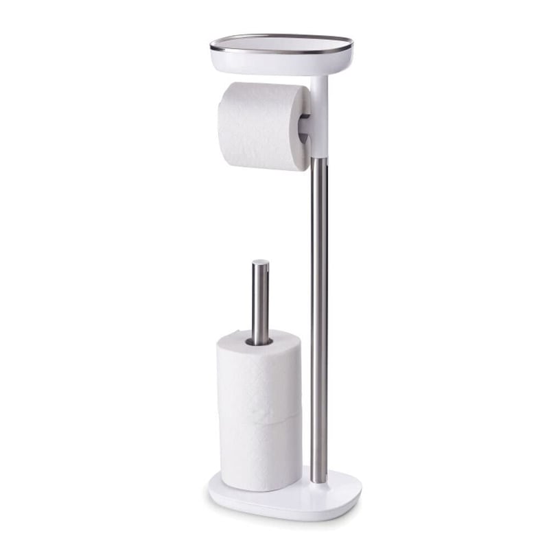 Joseph Joseph EasyStore Álló WC-papírtartó - 4 tekercs, telefontartóval és tárolórekesszel, rozsdamentes acél, fehér/ezüst