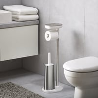 Joseph Joseph EasyStore Plus samostojeći držač toaletnog papira i WC četka od nehrđajućeg čelika, s policom za telefon 9