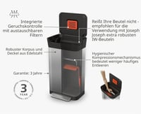 Odpadkový kôš Joseph Joseph Titan z nehrdzavejúcej ocele s funkciou stláčania odpadu, 30 litrový lis na odpadky 4
