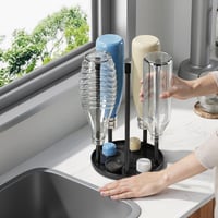Prémiový keramický stojan na fľaše Josmimic pre fľaše SodaStream Crystal a Emil, s odkvapkávacou táckou, na 5 fliaš, čierny 2