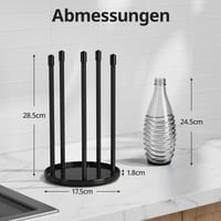 Prémiový keramický stojan na fľaše Josmimic pre fľaše SodaStream Crystal a Emil, s odkvapkávacou táckou, na 5 fliaš, čierny 7