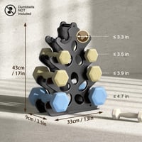 Josmimic Stojan na činky, kovový regál na jednoručné činky so 4 spodnými priehradkami na uloženie činiek 2